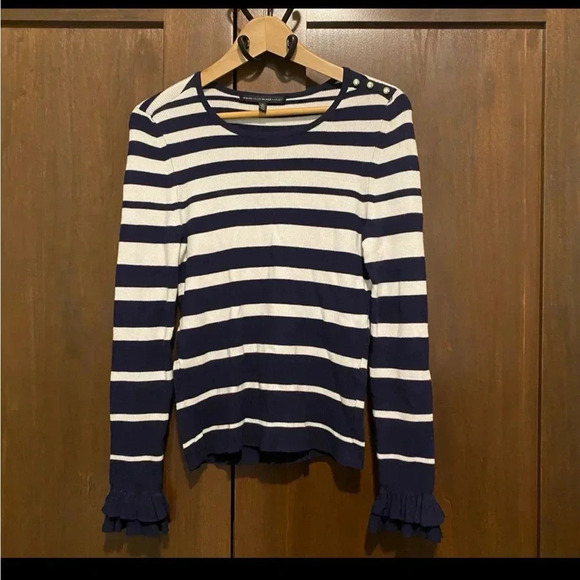 White House Black Market Sweaters - NAUTICAL WHBM lightweight sweater with ruffle sleeve Size S